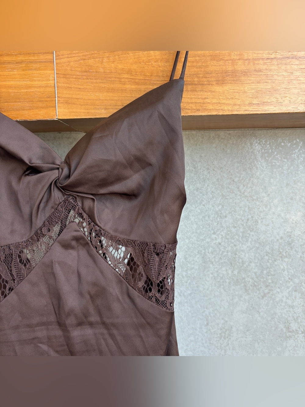 Peppermayo Brown Maxi Slip Dress with Lace Insets - Picture 7 of 13